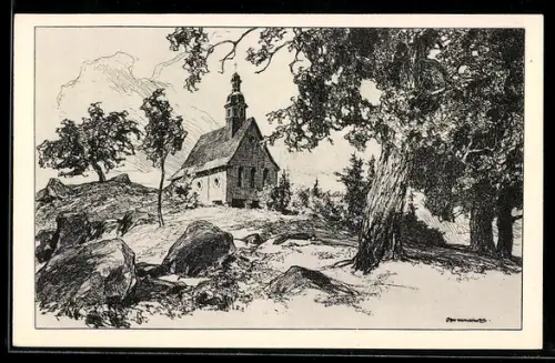 Künstler-AK Ubbelohde: Lauterbach, Kapelle bei Schloss Sickendorf
