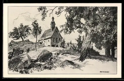 Künstler-AK Ubbelohde: Lauterbach, Kapelle bei Schloss Sickendorf
