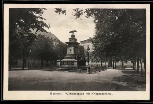 AK Bochum, Wilhelmsplatz mit Kriegerdenkmal