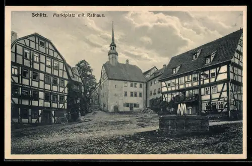 AK Schlitz, Marktplatz mit Rathaus