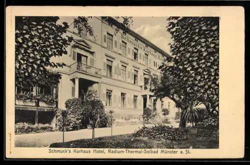 AK Münster a. St., Schmuck`s Kurhaus Hotel, Radium-Thermal-Solbad