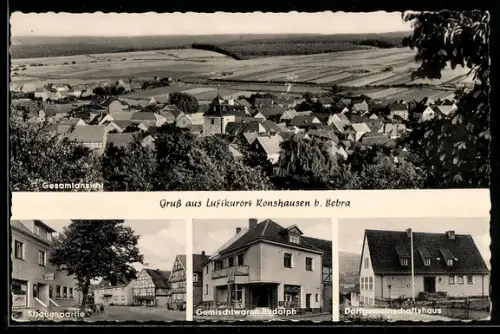 AK Ronshausen b. Bebra, Gesamtansicht, Gemischtwaren Rudolph, Dorfgemeinschaftshaus