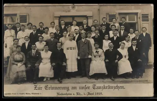 AK Nackenheim a. Rh., Tanzkränzchen 1913, Gruppenbild