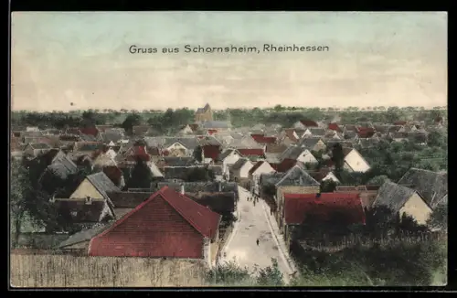 AK Schornsheim /Rheinhessen, Ortsansicht, Kirche