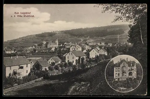 AK Bad Salzschlirf, Ortsansicht, Kirche, Villa Waldfried