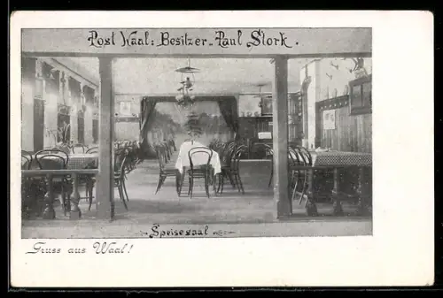 AK Waal, Gasthaus Post, Inh. Paul Slork, Speisesaal