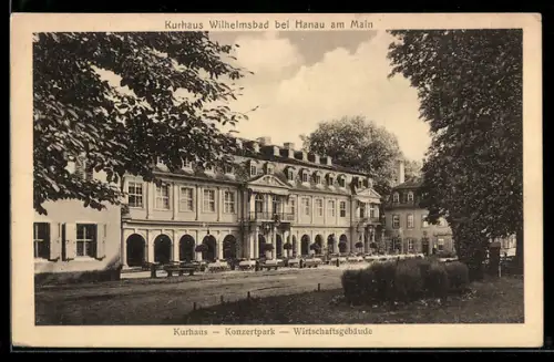 AK Hanau am Main, Kurhaus Wilhelmsbad, Inh. Joh. Diedr. Meyer, Konzertpark, Wirtschaftsgebäude
