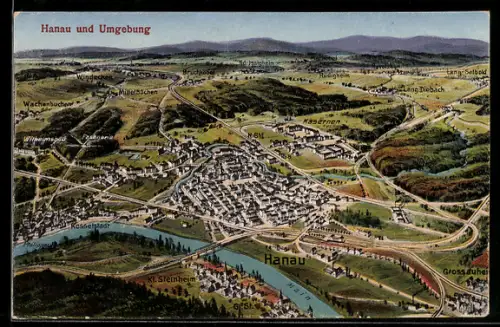 AK Hanau, Stadtansicht, Umgebung, Kesselstadt, Kl. Steinheim, Kasernen