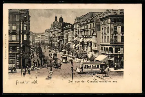 AK Frankfurt a. M., Zeil von der Constablerwache aus, Strassenbahn