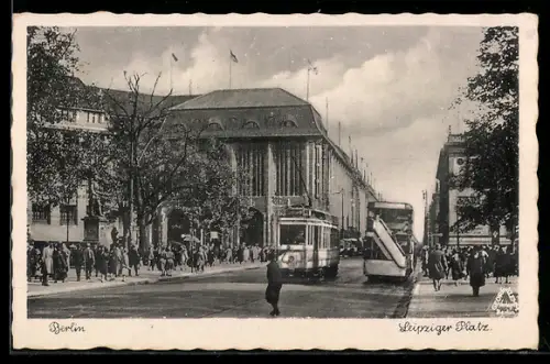 AK Berlin, Leipziger Strasse mit Strassenbahn
