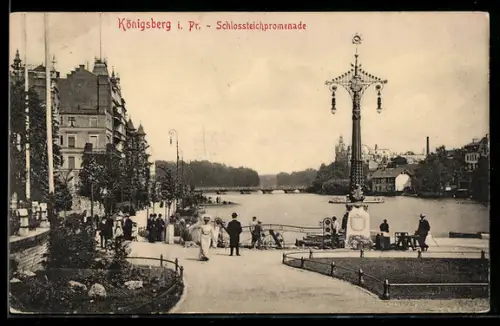 AK Königsberg, Partie an der Schlossteichpromenade