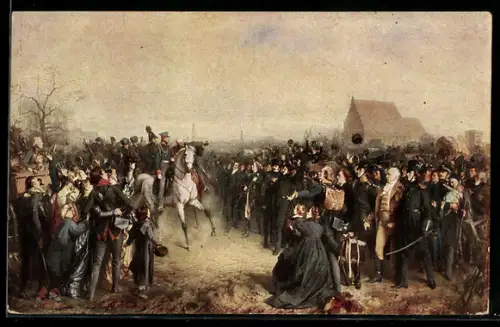 AK Breslau, Freiwillige von 1813 vor König Friedrich Wilhelm III. zu Breslau