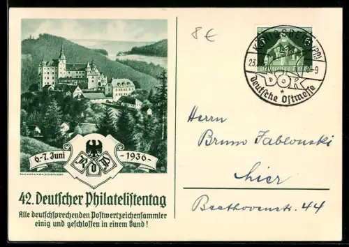 AK 42.Deutscher Philatelistentag, 6.-7.Juni 1936