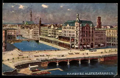 Künstler-AK Hamburg, Alsterarkaden