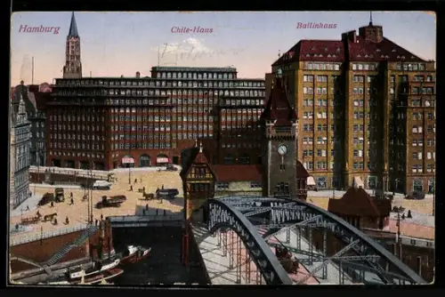 AK Hamburg-Kontorhausviertel, Chile-Haus, Ballinhaus, Brücke