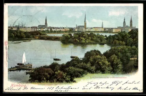 AK Hamburg-Neustadt, Lombardsbrücke, Binnenalster