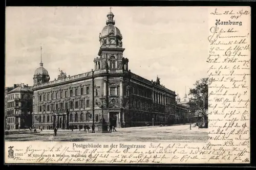 AK Hamburg-Neustadt, Postgebäude an der Ringstrasse