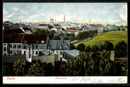 AK Fürth / Bayern, Panorama des Ortes