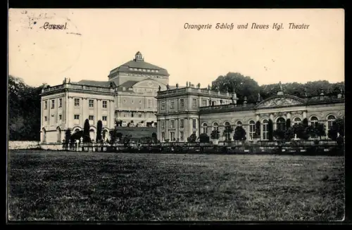 AK Kassel, Karlsaue, Orangerie Schloss & neues Kgl. Theater