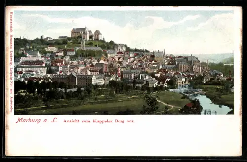 AK Marburg, Ortsansicht vom Kappeler Berg aus