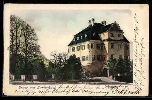 AK Burtenbach, Schloss mit Strassenpartie