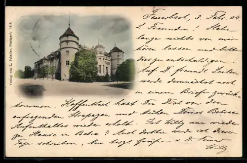 AK Stuttgart, Schloss mit Strassenpartie