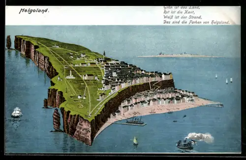 AK Helgoland, Totalansicht der Insel