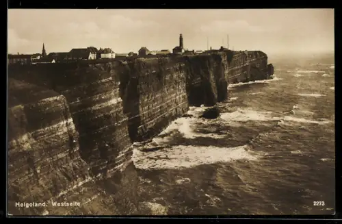 AK Helgoland, Westseite der Insel, Leuchtturm