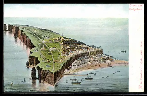 AK Helgoland, Totalansicht aus der Vogelschau