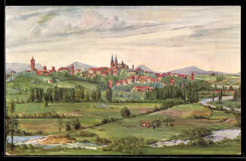 Künstler-AK Fritzlar, Gesamtansicht zur 1200 Jahrfeier im Juni 1925