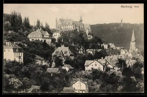 AK Marburg, Süd, Teilansicht mit Schloss