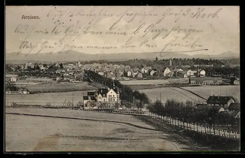 AK Arolsen, Stadtansicht mit Zufahrtsstrasse