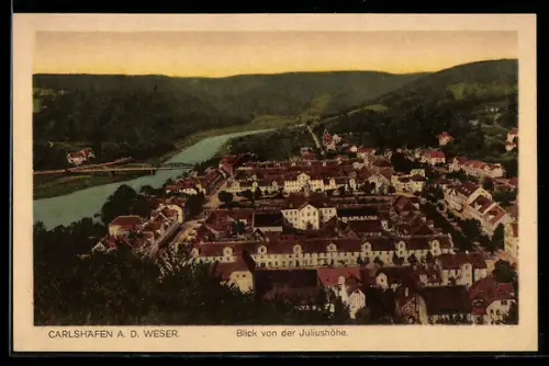 AK Carlshafen / Weser, Blick von der Juliushöhe