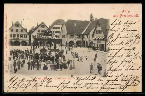 AK Freudenstadt, Marktplatz mit Musikpavillon