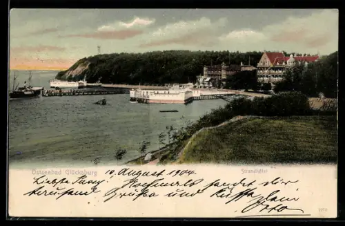 AK Glücksburg, Strandhotel mit Ausblick auf das Steilufer