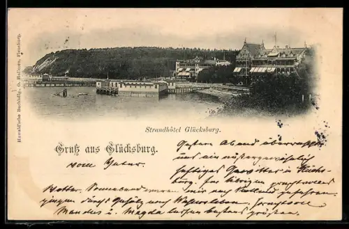 AK Glücksburg, Ansicht vom Strandhotel mit Steilküste