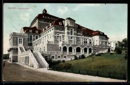 AK Cassel, Gesamtansicht vom Hoftheater von der Aue aus
