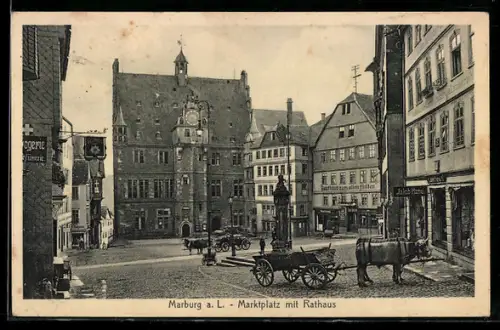 AK Marburg a. L., Marktplatz mit Rathaus