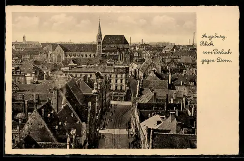 AK Augsburg, Blick vom Perlach gegen Dom