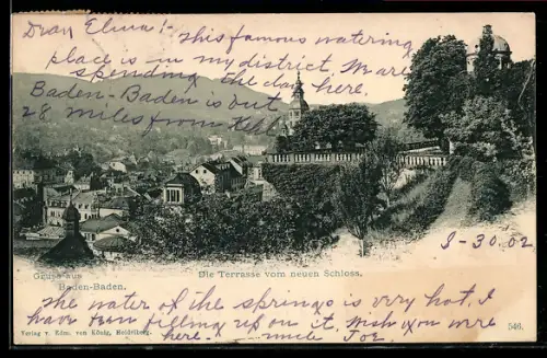 AK Baden-Baden, Terrasse vom neuen Schloss