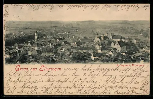 AK Ellwangen, Teilansicht mit Kirche
