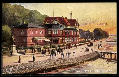 Künstler-AK Kiel, Partie mit Strandpromenade