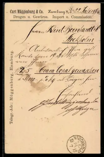 AK Hamburg, Curt Müggenburg & Co., Drogen und Gewürze, Import u. Commission