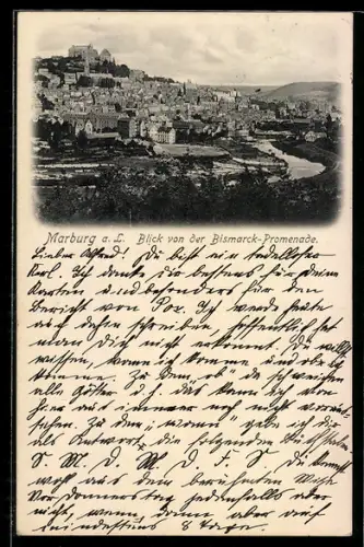 AK Marburg a. L., Blick von der Bismarck-Promenade