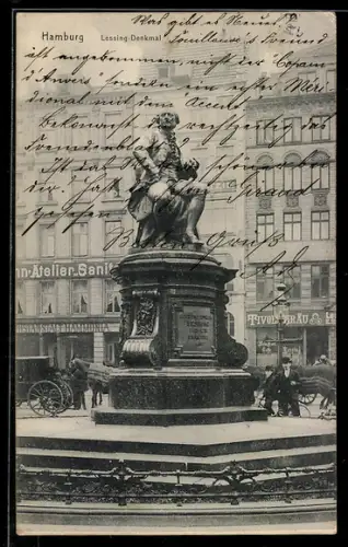 AK Hamburg-Neustadt, Lessing-Denkmal