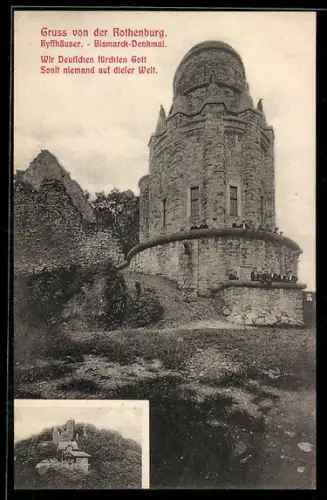 AK Kyffhäuser, Rothenburg, Bismarck-Denkmal, Ruine