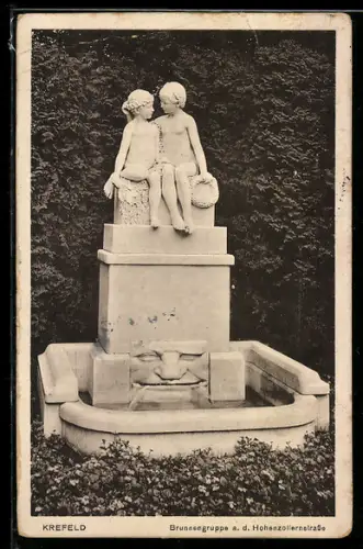 AK Krefeld, Brunnengruppe an der Hohenzollernstrasse