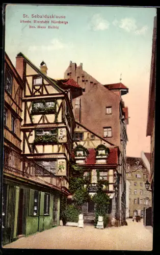 AK Nürnberg, Gasthaus St. Sebaldusklause, älteste Bierstube, Bes. Hans Helbig