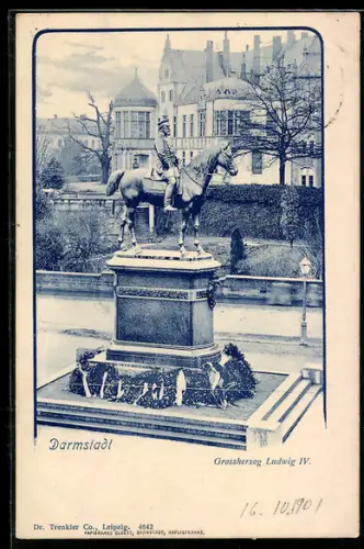 AK Darmstadt, Reiterstandbild Grossherzog Ludwig IV.