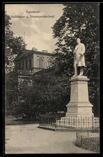 AK Hannover, Hoftheater, Stromeyerdenkmal